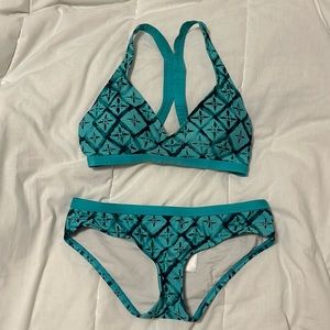 Patagonia women swim set blue pattern sz XS